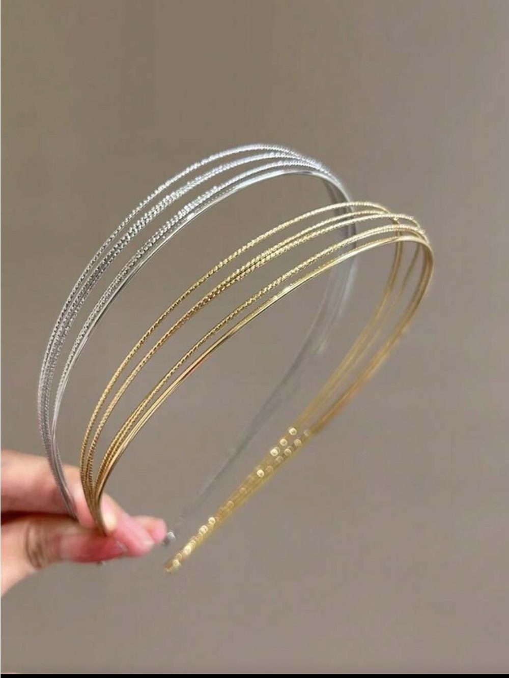 Classic Multicolor Metal Headband Set - Gold & Silver